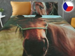 Saténové povlečení 70x90, 140x200 GEON Kůň I