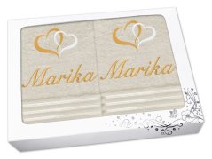 Dárková sada ručníku a osušky se jménem linie vanilka Srdíčka