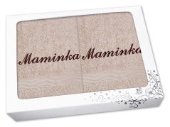 Dárkové balení ručníku a osušky MAMINKA béžová