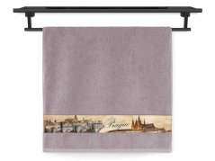 Froté ručník 50x100 NORA TISK 450g Město Praha hnědošedý