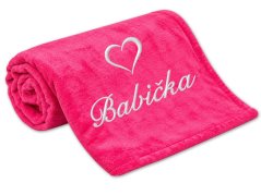Deka pro babičku se srdíčkem 150x200 tmavě růžová