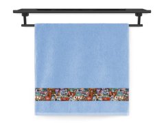 Froté osuška 70x140 NORA TISK 450g Domečky den světlá modrá