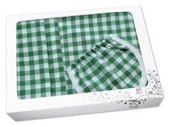 Dárkové balení Kanafas kostka zelená zástěra + chňapka + utěrka