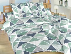 Bavlněné francouzské povlečení 200x200, 2x 70x90 KOMFORT Pyramidy mentol