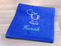 Dětská deka se jménem NA PŘÁNÍ 75x100 Slůně modrá