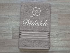 Dárková sada ručníku a osušky DĚDEČEK se čtyřlístkem linie tmavě šedá