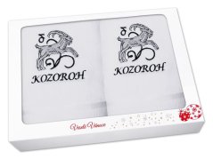Vánoční dárková sada ručník + osuška Znamení Kozoroh bílá/šedá