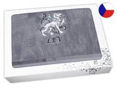 Luxusní dárkové balení ručníku Znamení Lev šedá/šedá