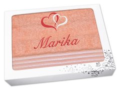 Dárkové balení osušky se jménem linie lososová Srdíčka