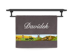 Dětský ručník se jménem NA PŘÁNÍ 30x50 Malý farmář hnědý
