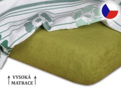 Froté prostěradlo na vysokou matraci 90x200 EXCLUSIVE Olivová