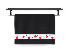 Malý ručník 30x50 RUJANA 450g Srdíčka v závěsu černá