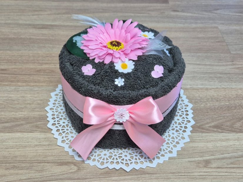 Malý dort z ručníku SAM tmavě šedý