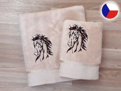 Luxusní osuška pro koňáky béžová 450g Kůň Apollo