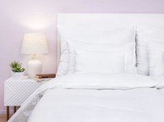 Damaškové povlečení Atlas grádl bílý proužek 2 mm 70x90, 140x200