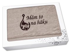 Dárkové balení ručníku pro rybáře Mám to na háku béžová
