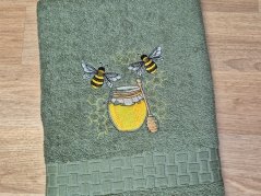 Luxusní osuška pro včelaře Včelky na medu khaki