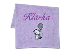 Dětský ručník se jménem 30x50 LILI Zebra fialová