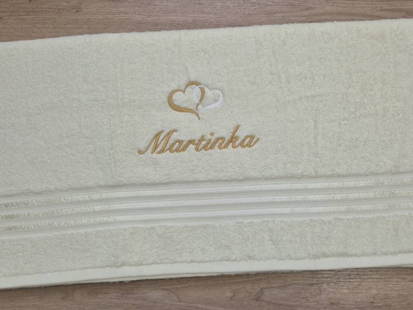 Dárkové balení ručníku se jménem linie vanilka Srdíčka