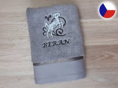 Luxusní osuška se znamením BERAN 450g šedá/šedá