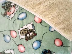 Luxusní deka s beránkem 140x200 mikroflanel TISK Kočky a balónky