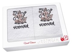 Vánoční dárková sada ručník + osuška Znamení Vodnář bílá/hnědá