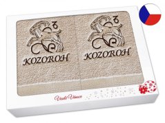 Vánoční dárková sada ručník + osuška Znamení Kozoroh béžová/hnědá
