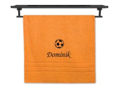 Osuška se jménem NA PŘÁNÍ oranžová 70x140 Fotbalový míč