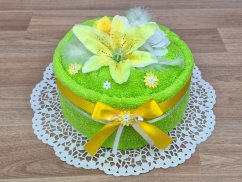 Textilní dort z osušky Sofie pistácie