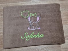 Dětská deka se jménem NA PŘÁNÍ 75x100 Slůně káva